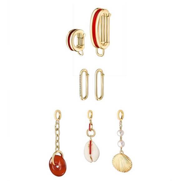 NEW DORNE women's cherry sunrise set of 7 charm in gold